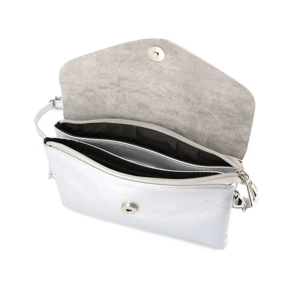 Sac bandoulière femme irisé souple argent – Image 8