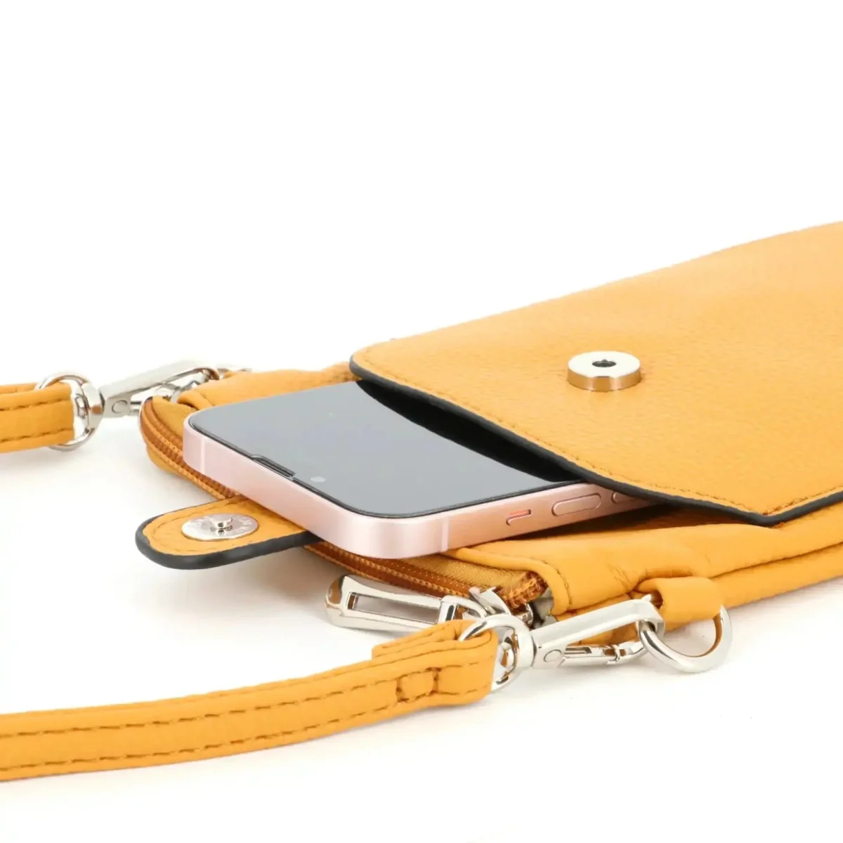 Pochette bandoulière téléphone femme moutarde – Image 6
