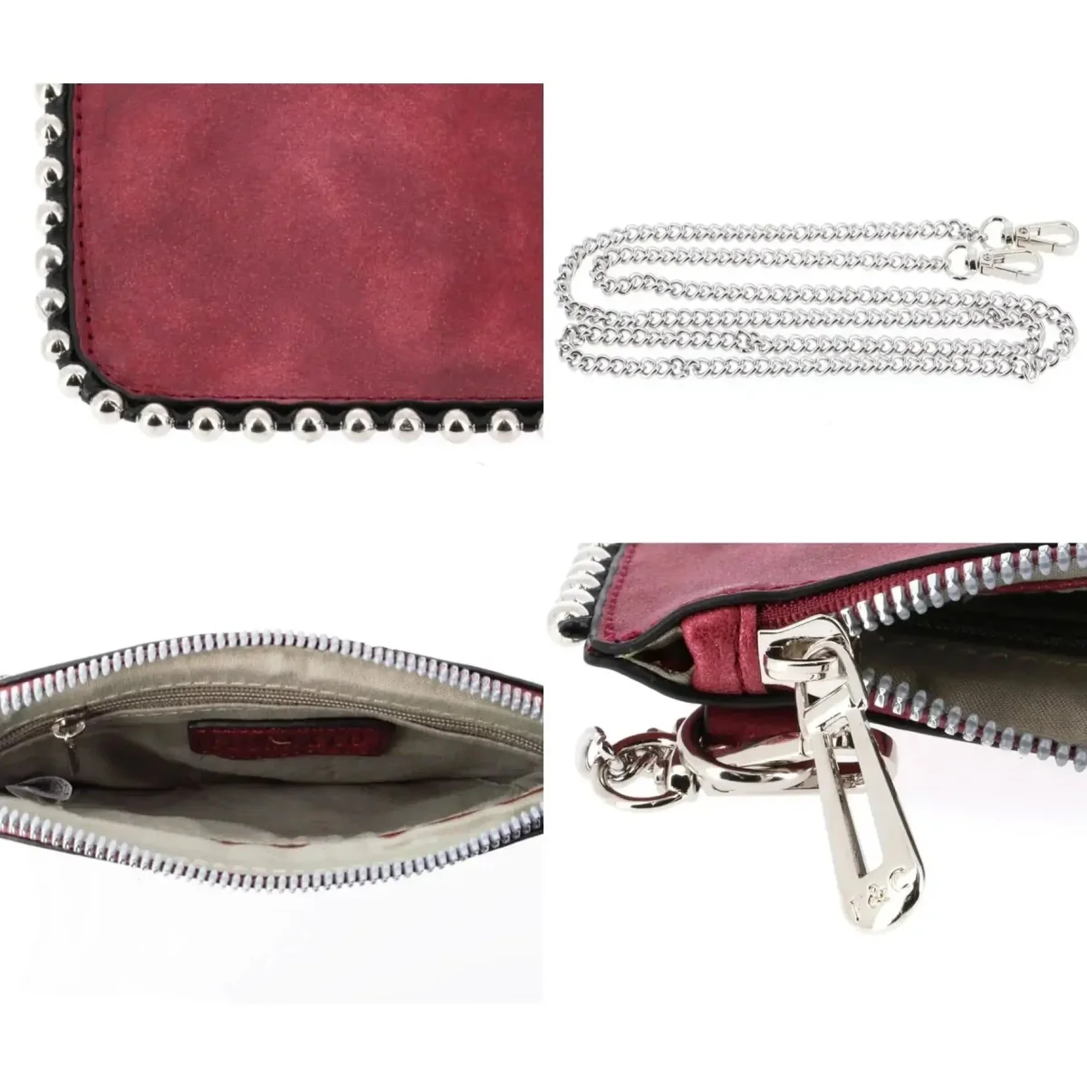 Pochette chaînette femme à bille brillant bordeaux – Image 5