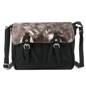 Sac bandoulière cartable multipoche noir