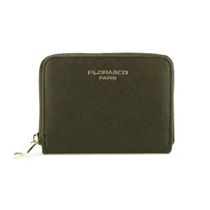 Portefeuille porte-carte femme saffiano kaki