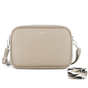 Sac bandoulières femme multipoches beige