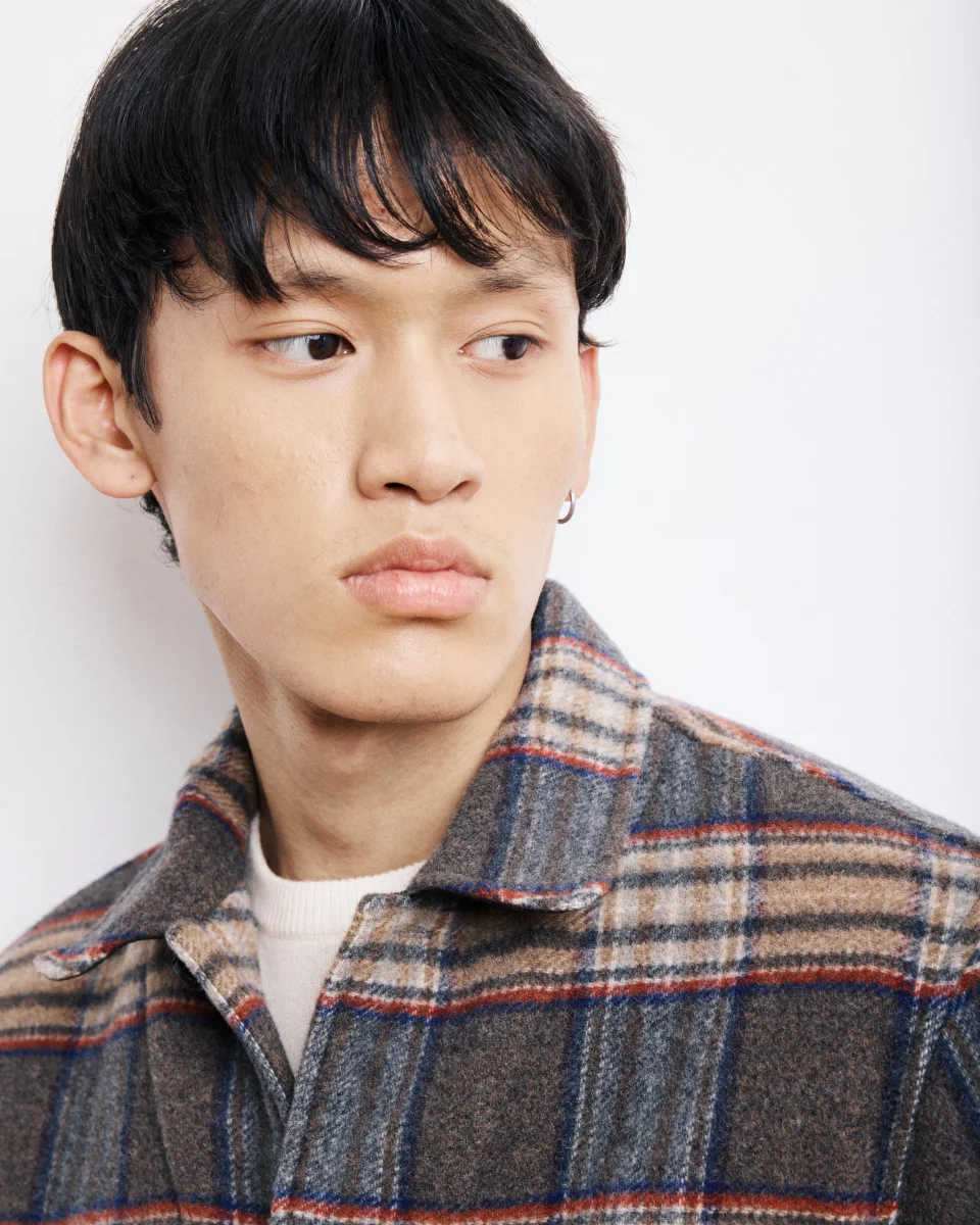 Veste Homme en Laine Double Face à carreaux Brun Perry – Image 5