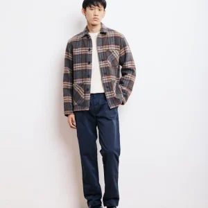 Veste Homme en Laine Double Face à carreaux Brun Perry