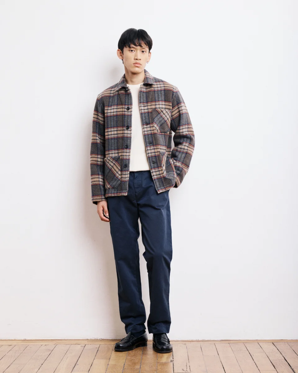 Veste Homme en Laine Double Face à carreaux Brun Perry – Image 2