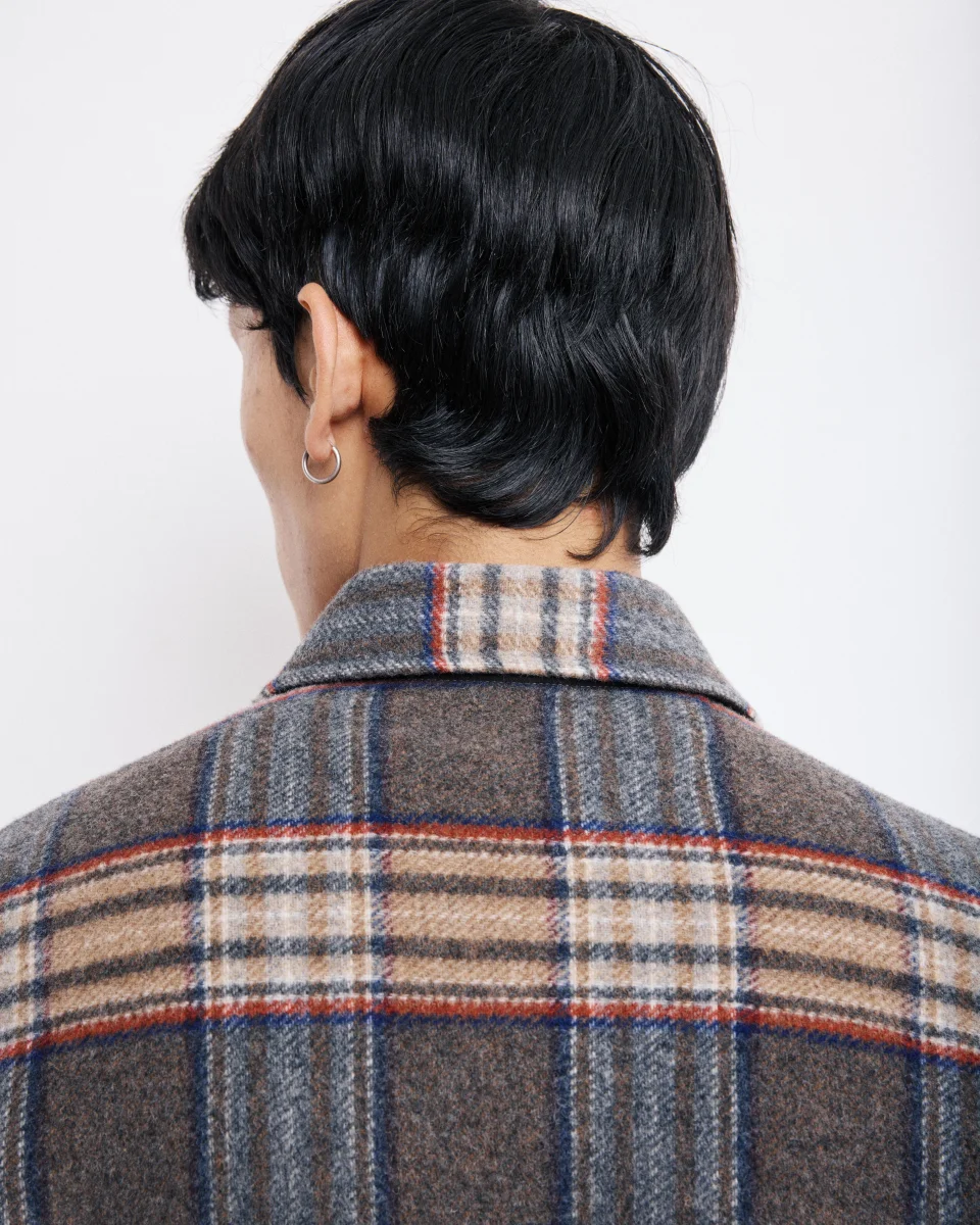 Veste Homme en Laine Double Face à carreaux Brun Perry – Image 6