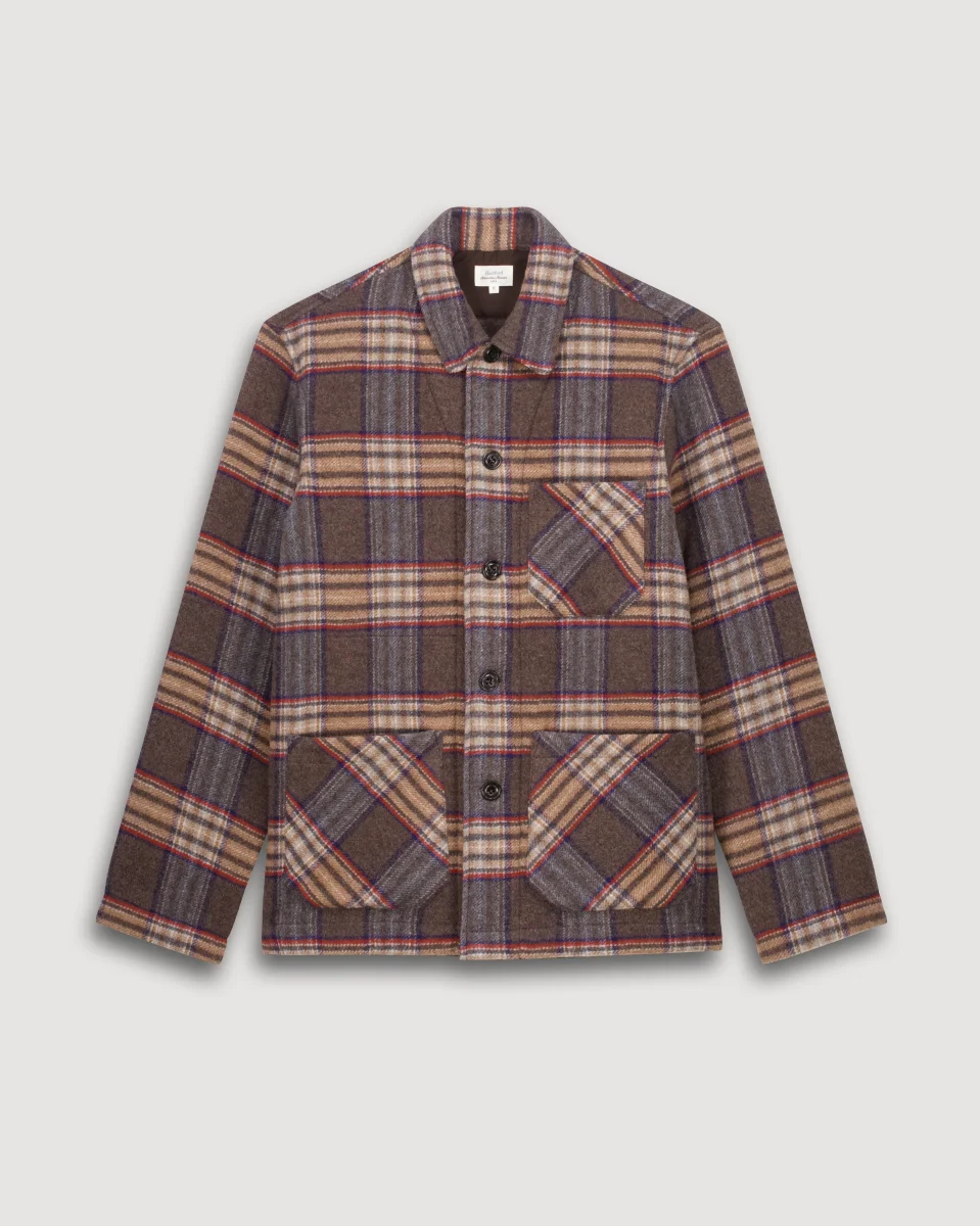 Veste Homme en Laine Double Face à carreaux Brun Perry – Image 7