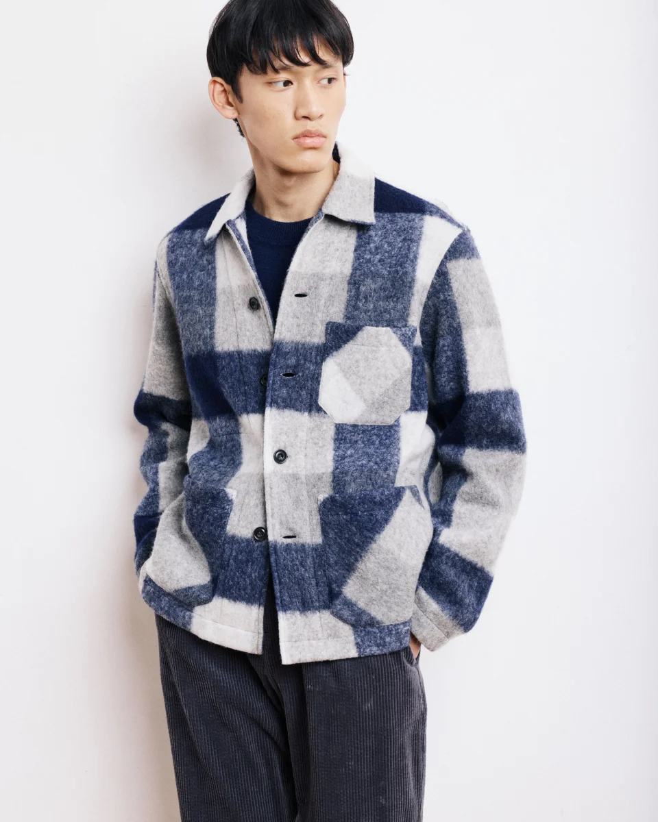 Veste Homme en Laine à Carreaux Bleu Marine Perry – Image 2