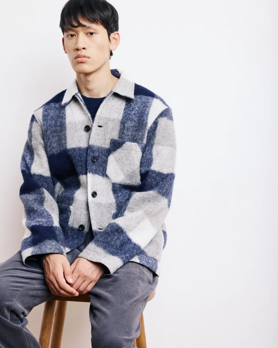 Veste Homme en Laine à Carreaux Bleu Marine Perry – Image 3