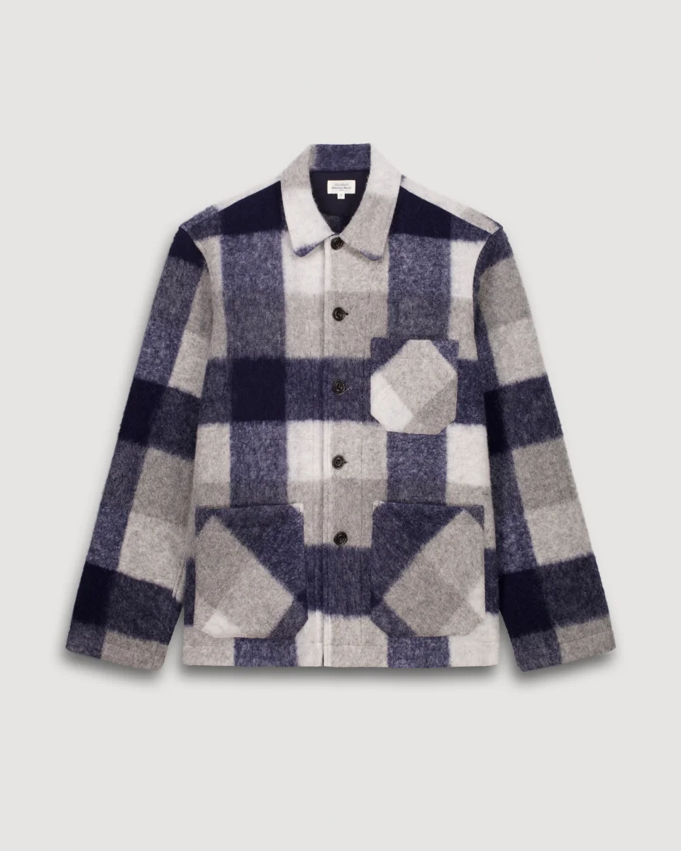 Veste Homme en Laine à Carreaux Bleu Marine Perry – Image 7