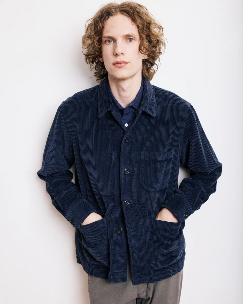 Veste Homme en velours cotelé seersucker Bleu Marine Petty