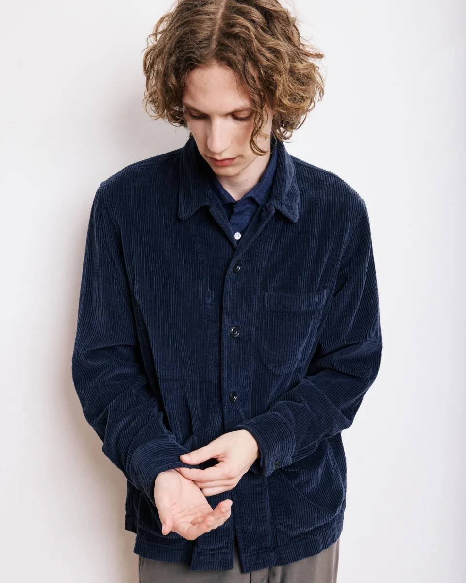 Veste Homme en velours cotelé seersucker Bleu Marine Petty – Image 3