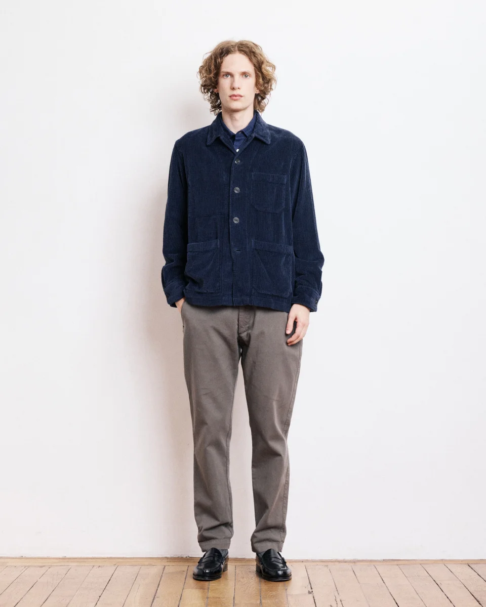 Veste Homme en velours cotelé seersucker Bleu Marine Petty – Image 5