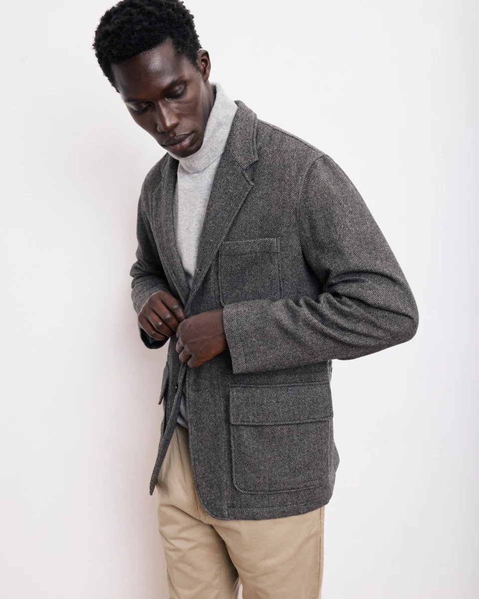 Veste Homme en Laine à Chevrons Beige Joey – Image 2