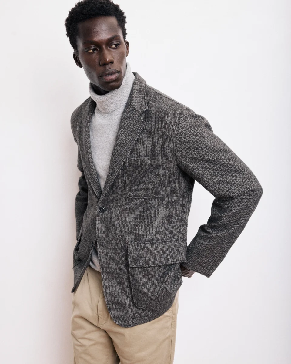 Veste Homme en Laine à Chevrons Beige Joey – Image 6