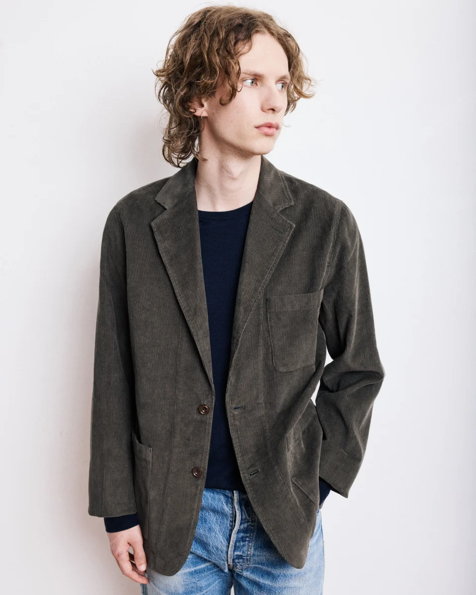 Veste Homme en Velours Côtelé Vert Olive Jonny – Image 2