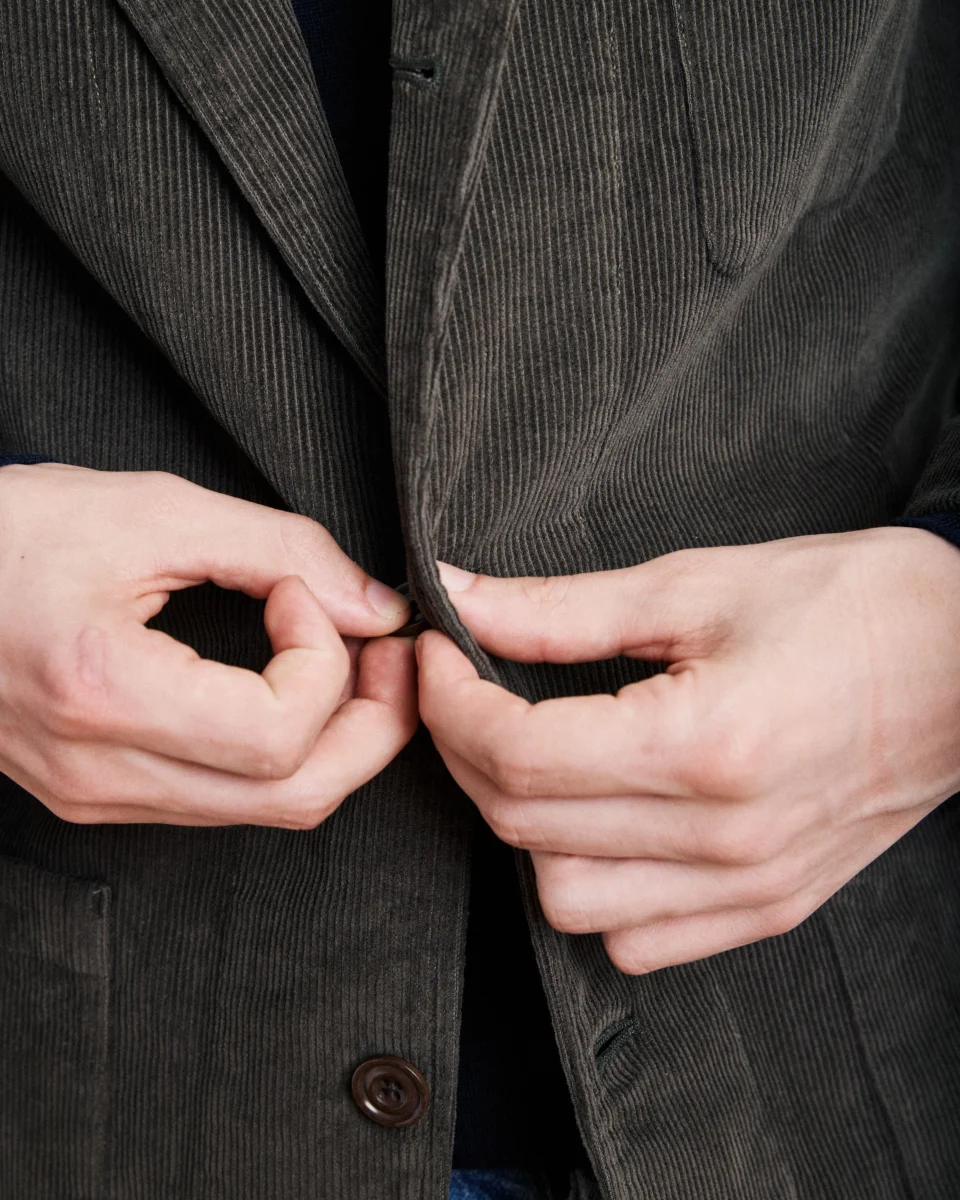 Veste Homme en Velours Côtelé Vert Olive Jonny – Image 4