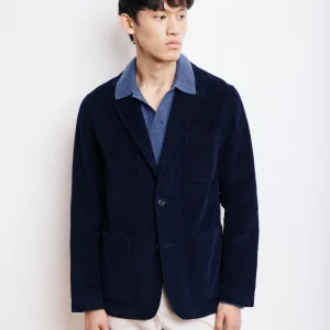 Veste Homme en Velours Côtelé Bleu Marine Jonny