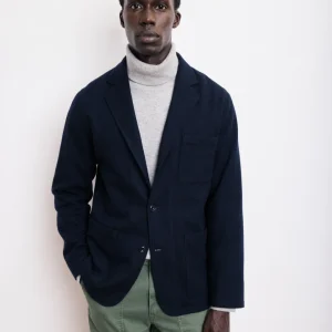 Veste Homme en Flanelle de Laine Bleu Marine Jonny