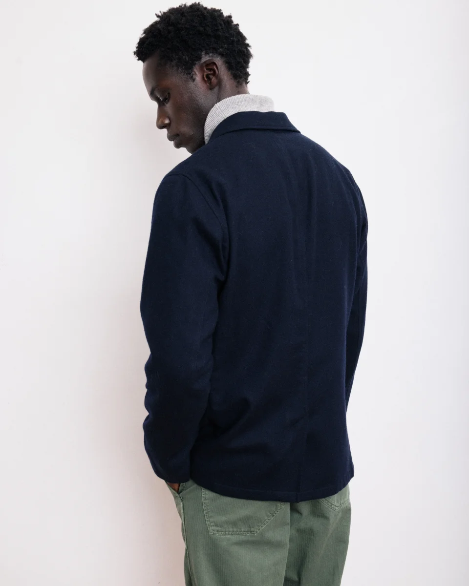 Veste Homme en Flanelle de Laine Bleu Marine Jonny – Image 5