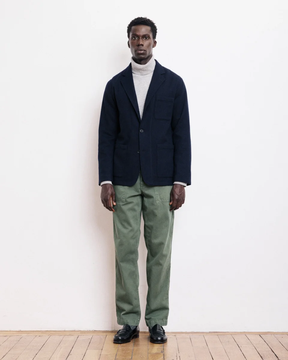 Veste Homme en Flanelle de Laine Bleu Marine Jonny – Image 6