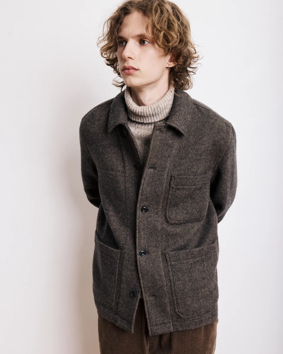 Veste Homme en Laine à Chevrons Marron Jamison – Image 4