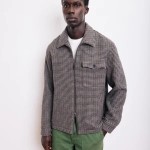 Blouson Homme en Laine Pied de poule Marron Dandy