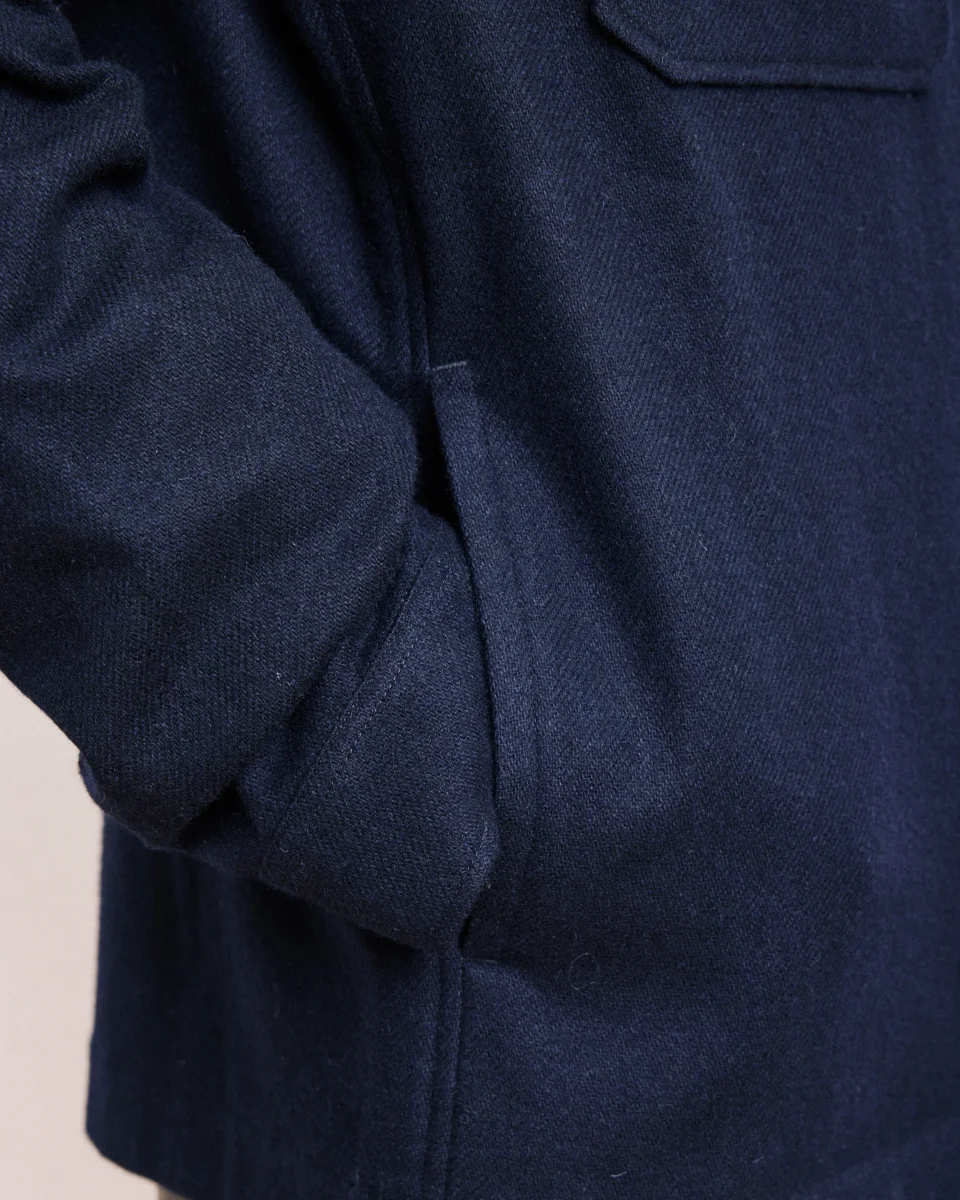 Veste Homme en Flanelle de Laine Bleu Marine Day – Image 5