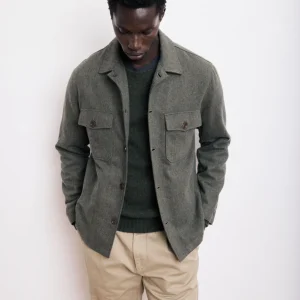 Veste Homme en Flanelle de Laine Vert Militaire Day