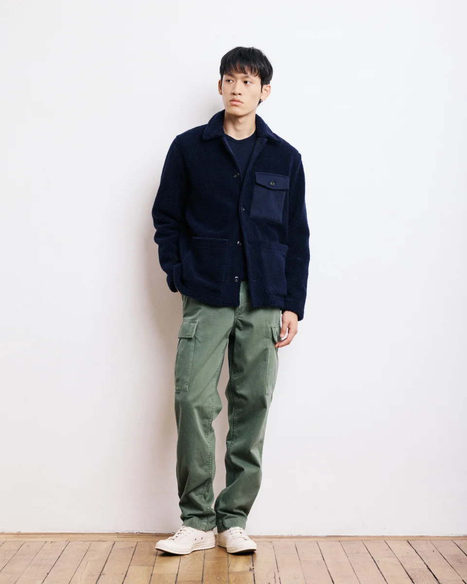 Veste Homme en Sherpa Bleu Marine Utility – Image 4