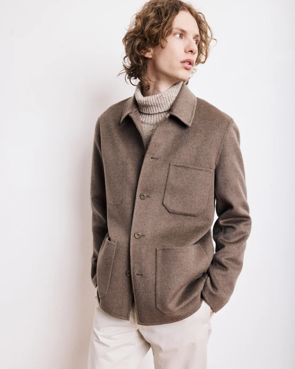 Veste Homme en Laine Double Face Taupe Jay – Image 3