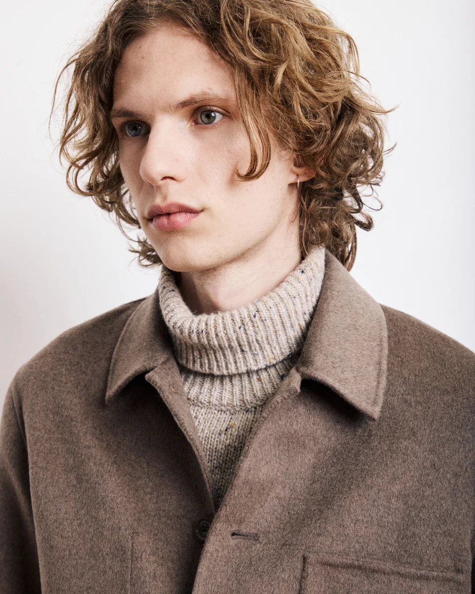 Veste Homme en Laine Double Face Taupe Jay – Image 4