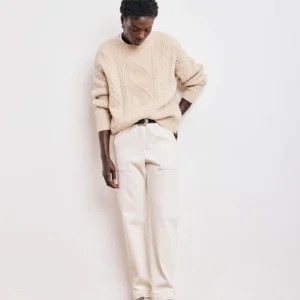 Pantalon Femme en Coton brossé Ecru Paisible