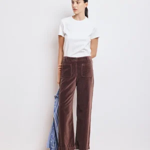 Pantalon Femme en Velours Lisse Chocolat Poli