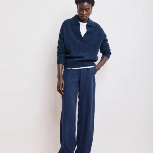 Pantalon Femme en Modal Bleu Marine Positanon