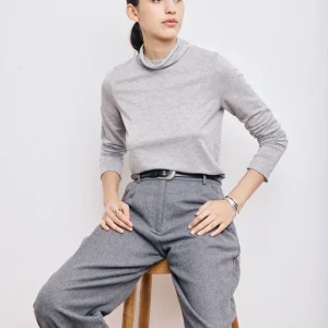 T-Shirt Femme en Coton & Modal Lurex Gris Tylak