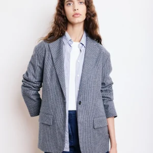 Veste Femme en Laine Bleu Marine & Gris Victo