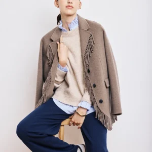 Veste Femme en Laine Double Face Taupe Chiné Vermont