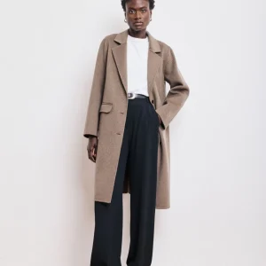 Manteau Femme en Laine Double Face Taupe Chiné Ville