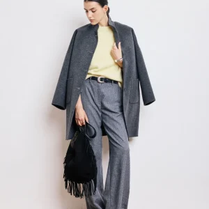 Manteau Femme en Laine Double Face Anthracite Vadim