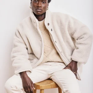 Manteau Femme en Sherpa Ecru Vanille