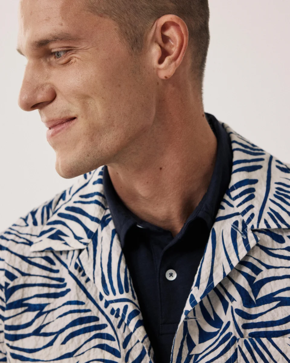 Veste Homme en Coton Imprimé Tropical Bleu Perry – Image 5