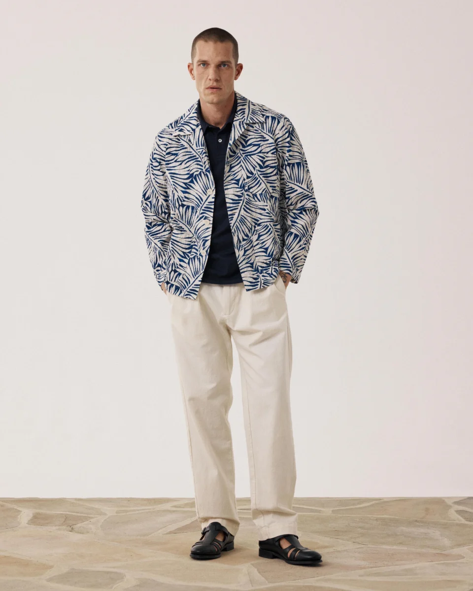 Veste Homme en Coton Imprimé Tropical Bleu Perry – Image 3