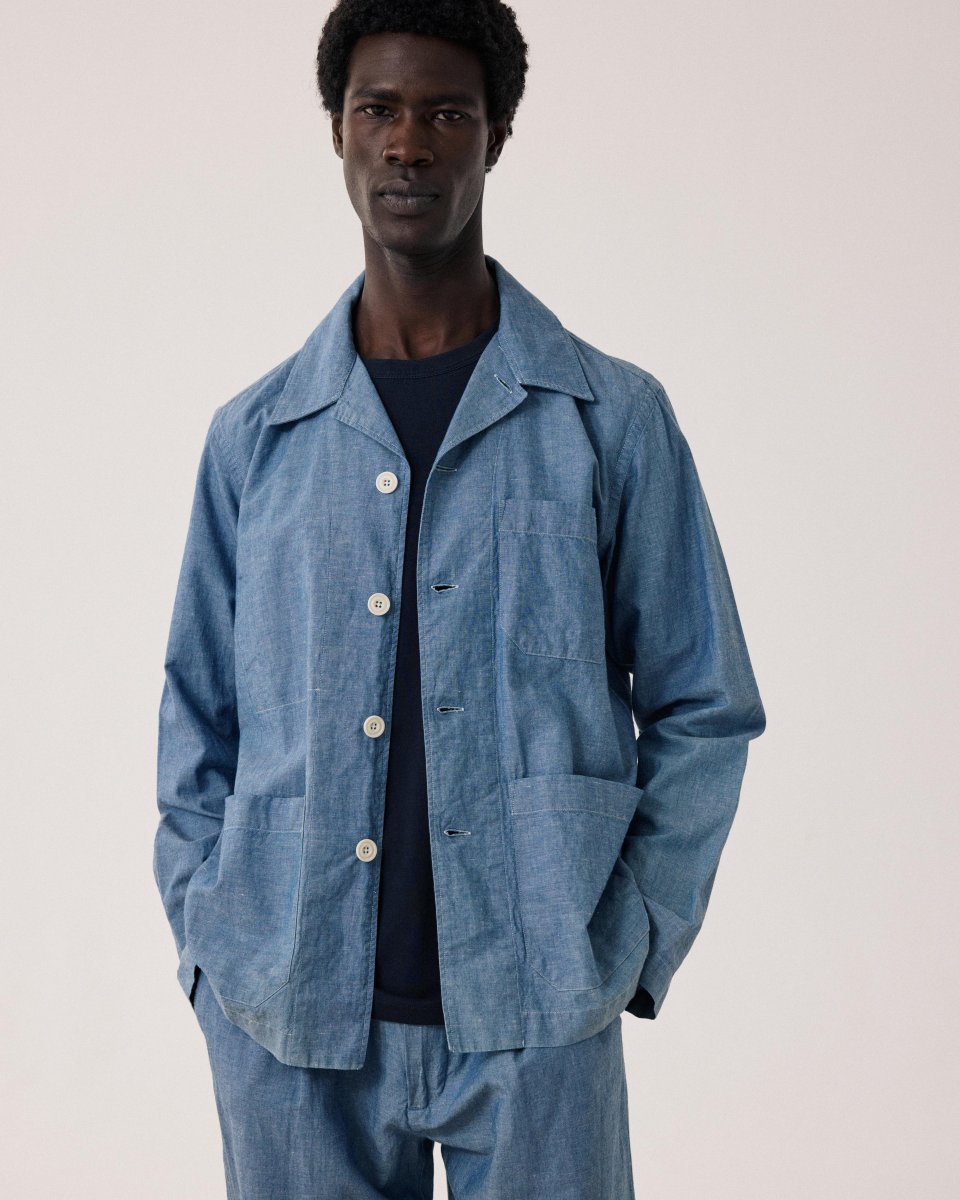 Veste Homme en Chambray de Lin & Coton Chambray Perry