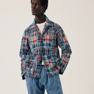 Veste Homme en Coton à Carreaux Bleu & Rouge Perry