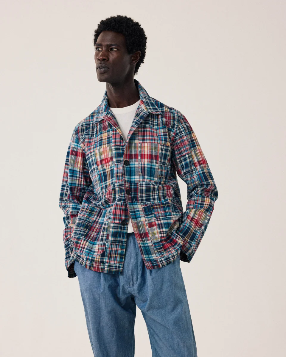 Veste Homme en Coton à Carreaux Bleu & Rouge Perry – Image 2