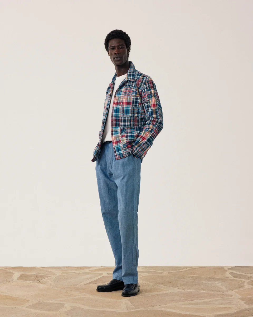 Veste Homme en Coton à Carreaux Bleu & Rouge Perry – Image 3