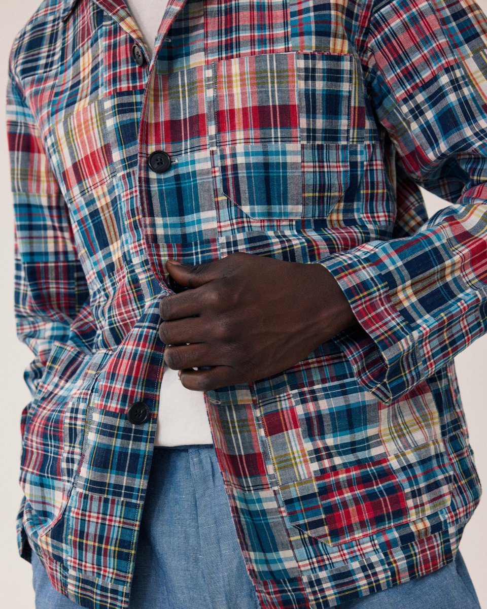 Veste Homme en Coton à Carreaux Bleu & Rouge Perry – Image 7