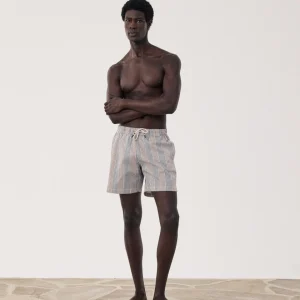 Maillot Homme en Seersucker Rayé Gris Swim