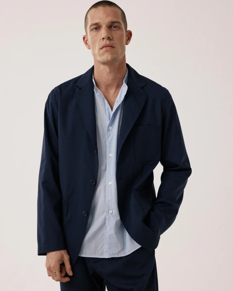 Veste Homme en Laine & Coton Bleu Marine Jonbee